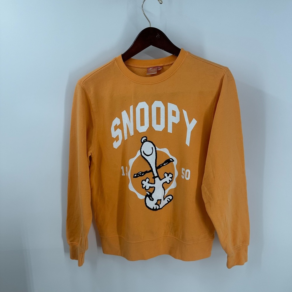 Vintage 90's Peanuts Dancing Snoopy Graphic Pullover Sweatshirt Mustard Size S